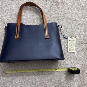 Made in Italy Genuine Leather Navy Satchel
